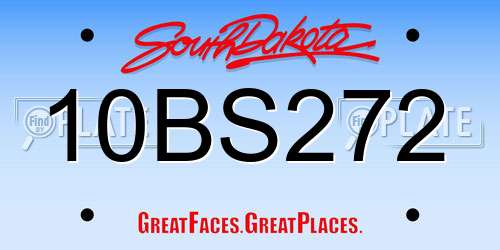10BS272 South Dakota License Plate