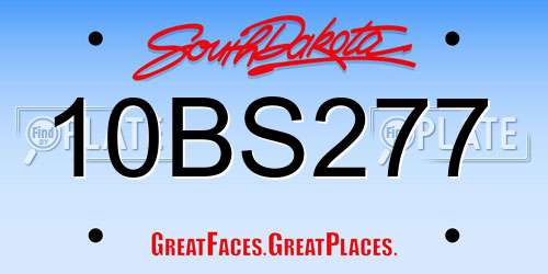 10BS277 South Dakota License Plate