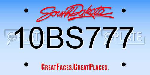10BS777 South Dakota License Plate