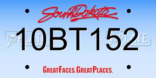 10BT152 South Dakota License Plate