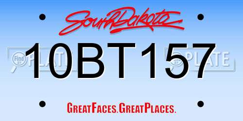 10BT157 South Dakota License Plate