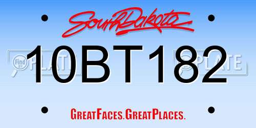 10BT182 South Dakota License Plate