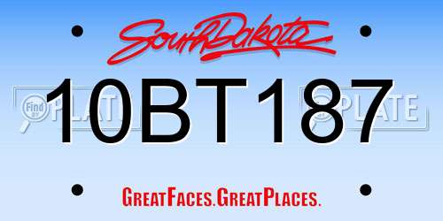 10BT187 South Dakota License Plate
