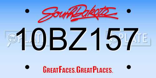 10BZ157 South Dakota License Plate