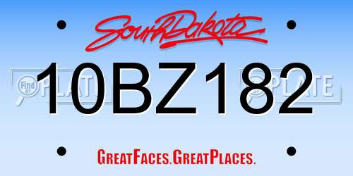 10BZ182 South Dakota License Plate