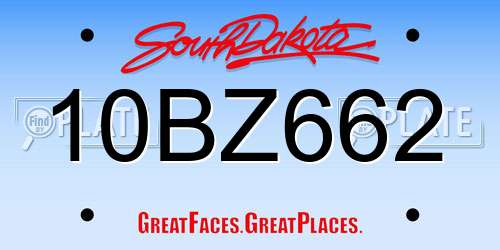 10BZ662 South Dakota License Plate