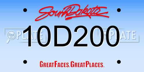 10D200 South Dakota License Plate