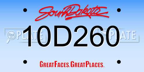 10D260 South Dakota License Plate