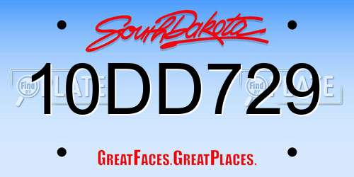10DD729 South Dakota License Plate