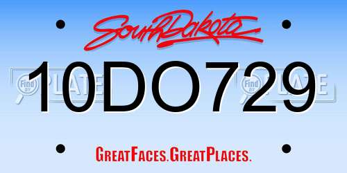10DO729 South Dakota License Plate