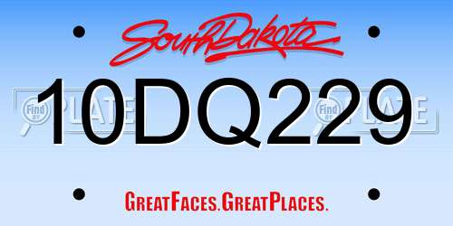 10DQ229 South Dakota License Plate
