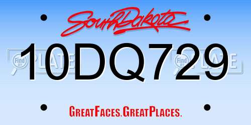 10DQ729 South Dakota License Plate