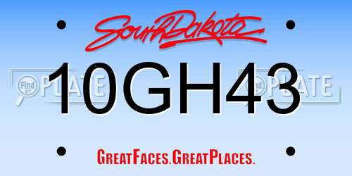 10GH43 South Dakota License Plate