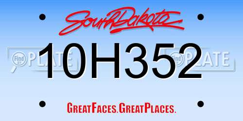 10H352 South Dakota License Plate