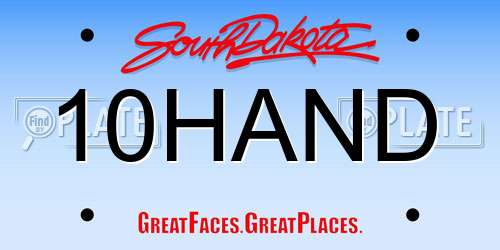 10HAND South Dakota License Plate