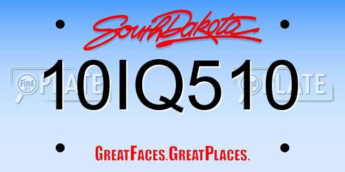 10IQ510 South Dakota License Plate