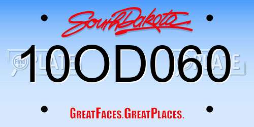 10OD060 South Dakota License Plate