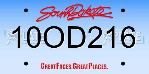 10OD216 South Dakota License Plate