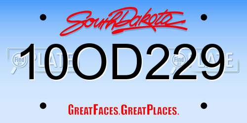 10OD229 South Dakota License Plate