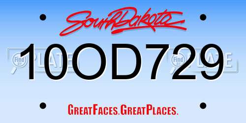 10OD729 South Dakota License Plate