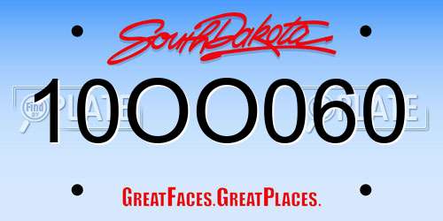 10OO060 South Dakota License Plate