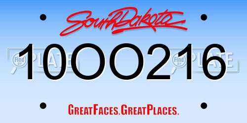 10OO216 South Dakota License Plate