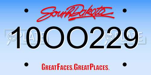 10OO229 South Dakota License Plate
