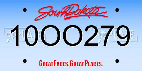 10OO279 South Dakota License Plate