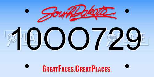 10OO729 South Dakota License Plate