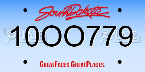 10OO779 South Dakota License Plate