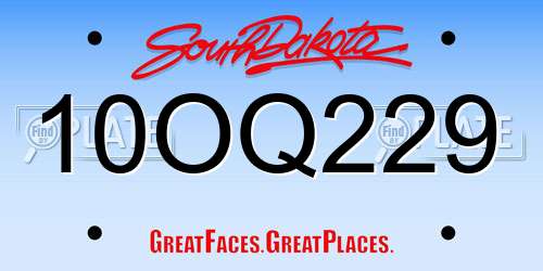 10OQ229 South Dakota License Plate