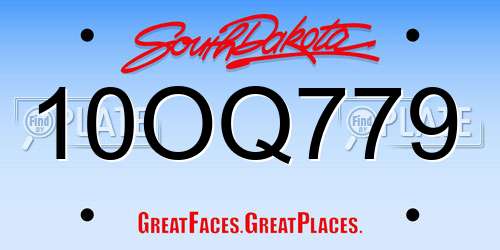 10OQ779 South Dakota License Plate