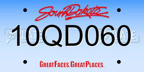 10QD060 South Dakota License Plate
