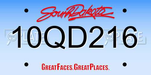 10QD216 South Dakota License Plate