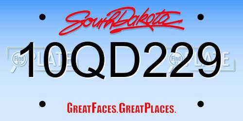 10QD229 South Dakota License Plate