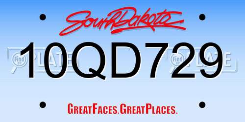 10QD729 South Dakota License Plate