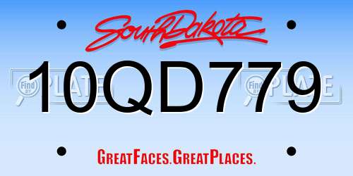 10QD779 South Dakota License Plate