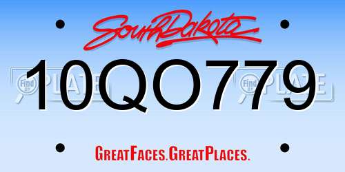 10QO779 South Dakota License Plate