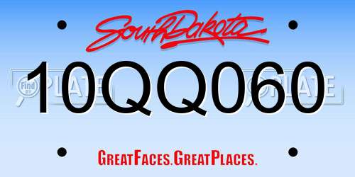 10QQ060 South Dakota License Plate