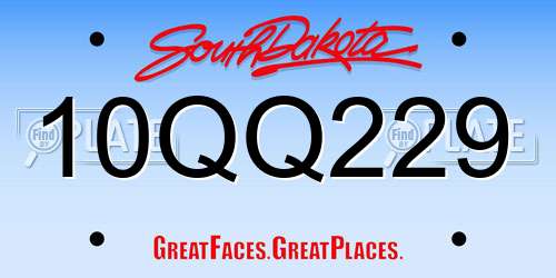 10QQ229 South Dakota License Plate