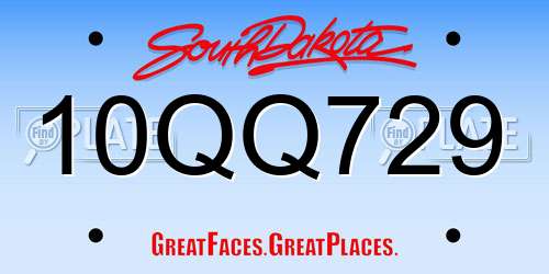 10QQ729 South Dakota License Plate
