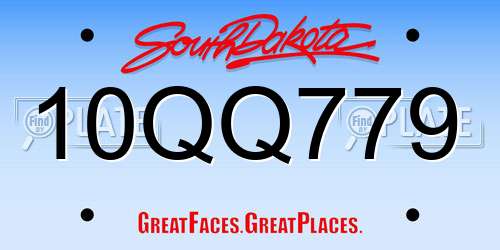 10QQ779 South Dakota License Plate