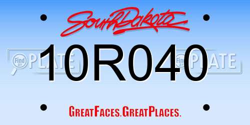 10R040 South Dakota License Plate