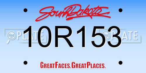 10R153 South Dakota License Plate