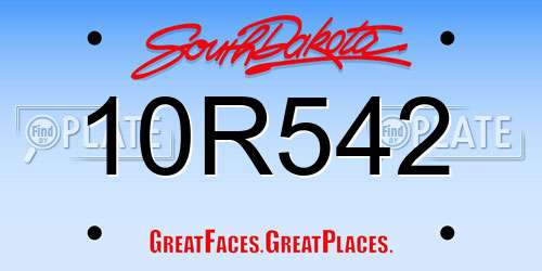 10R542 South Dakota License Plate