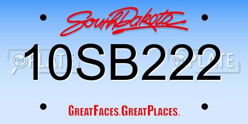 10SB222 South Dakota License Plate
