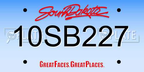 10SB227 South Dakota License Plate