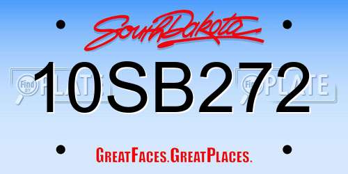 10SB272 South Dakota License Plate