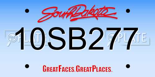 10SB277 South Dakota License Plate