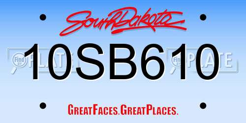 10SB610 South Dakota License Plate